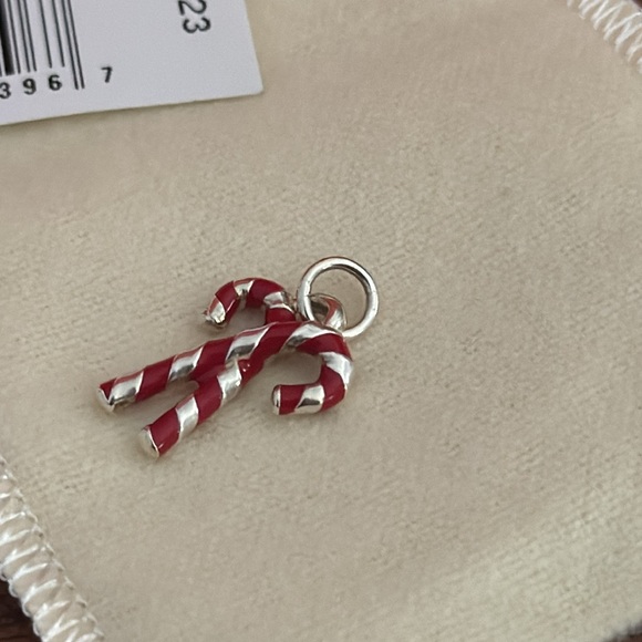 James Avery Rare Retired Double Candy Cane Enamel Charm Sterling Silver 925 - Picture 1 of 4
